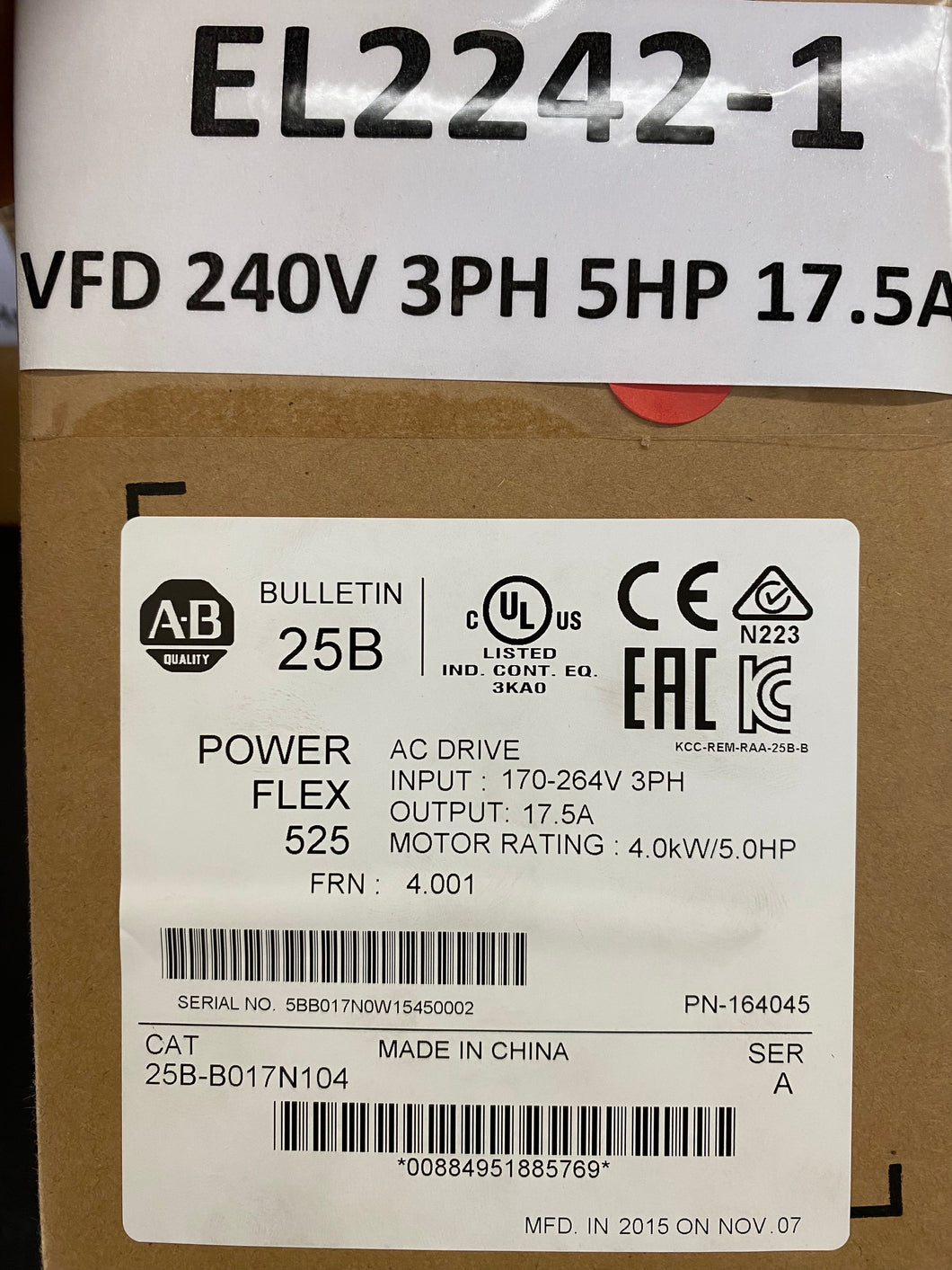 EL2242-1 - VFD 240V 3PH 5HP 17.5A